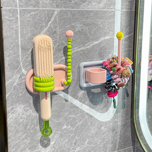 卫生间梳子置物架首饰发饰壁挂式收纳挂钩免打孔发圈发箍头绳粘钩
