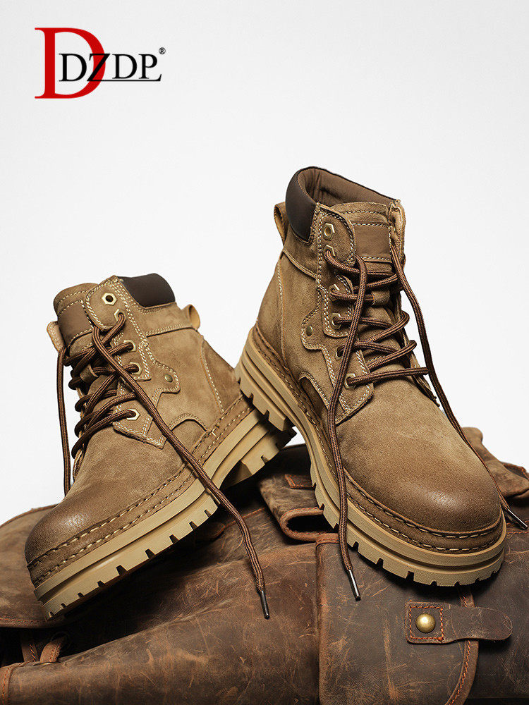 DZDP马丁靴男冬季英伦风美式覆古皮靴加绒棉鞋工装大头皮鞋伞兵靴,流行男鞋,马丁靴,淘宝优惠券,粉丝福利购,淘宝优惠卷