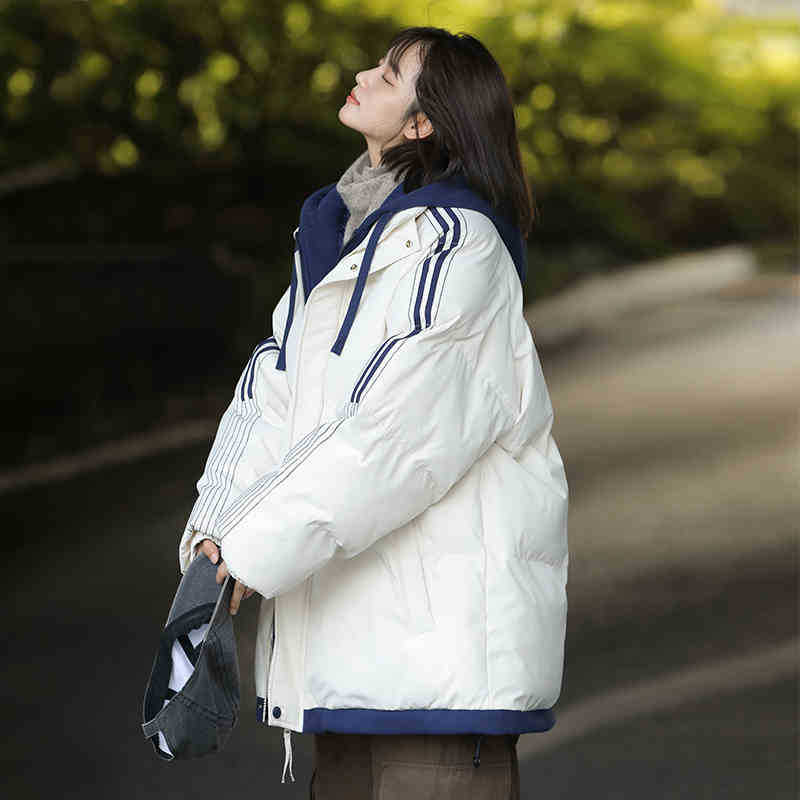 2025冬季加绒外套宽松棉服男女学院风保暖新款假两件加厚潮牌情侣