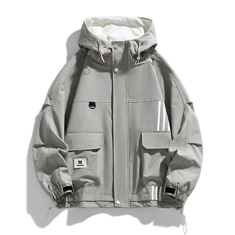 条纹外套男宽松休闲潮流大码男装加肥加大春秋冬加厚褂子胖子夹克