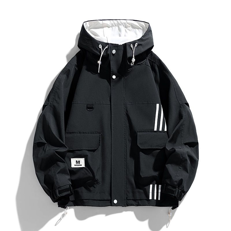 条纹外套男宽松休闲潮流大码男装加肥加大春秋冬加厚褂子胖子夹克