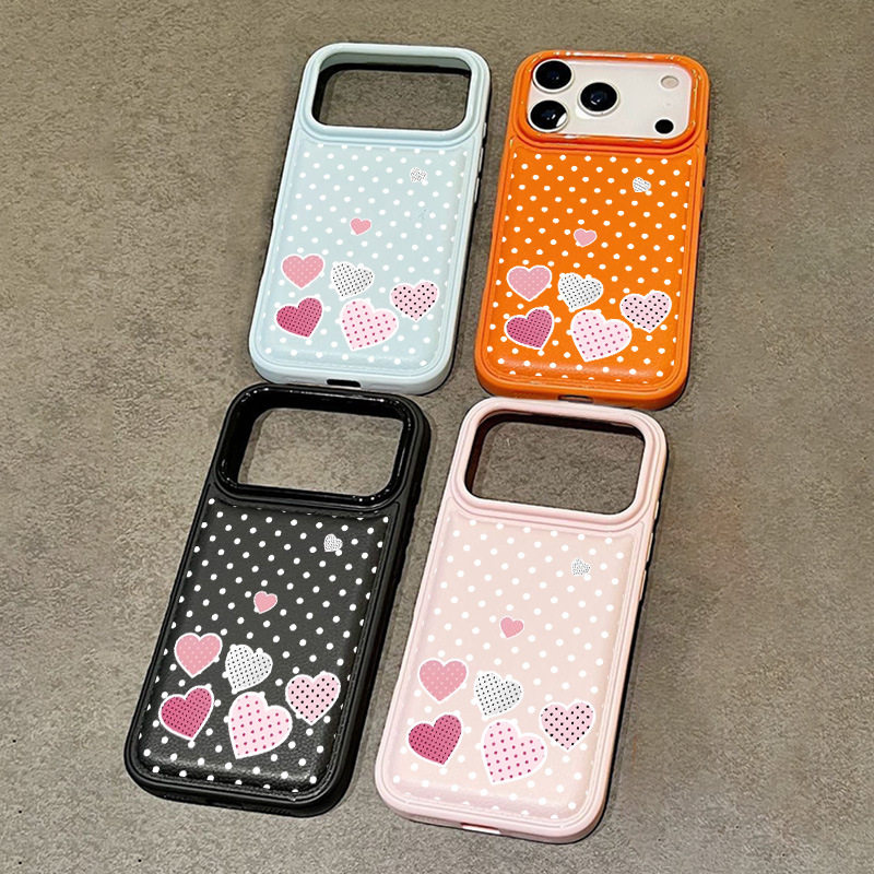 爱心波点手机壳iPhone保护套防摔软壳少女心多色可选白色波点爱心气垫壳适用苹果17promax手机壳面包防摔皮纹