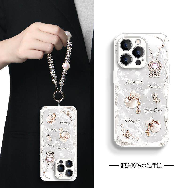 平安福袋适用于苹果16promax手机壳新款iPhone16镜头全包液态玻璃防摔16pro创意高级感15pro时尚女款手链潮