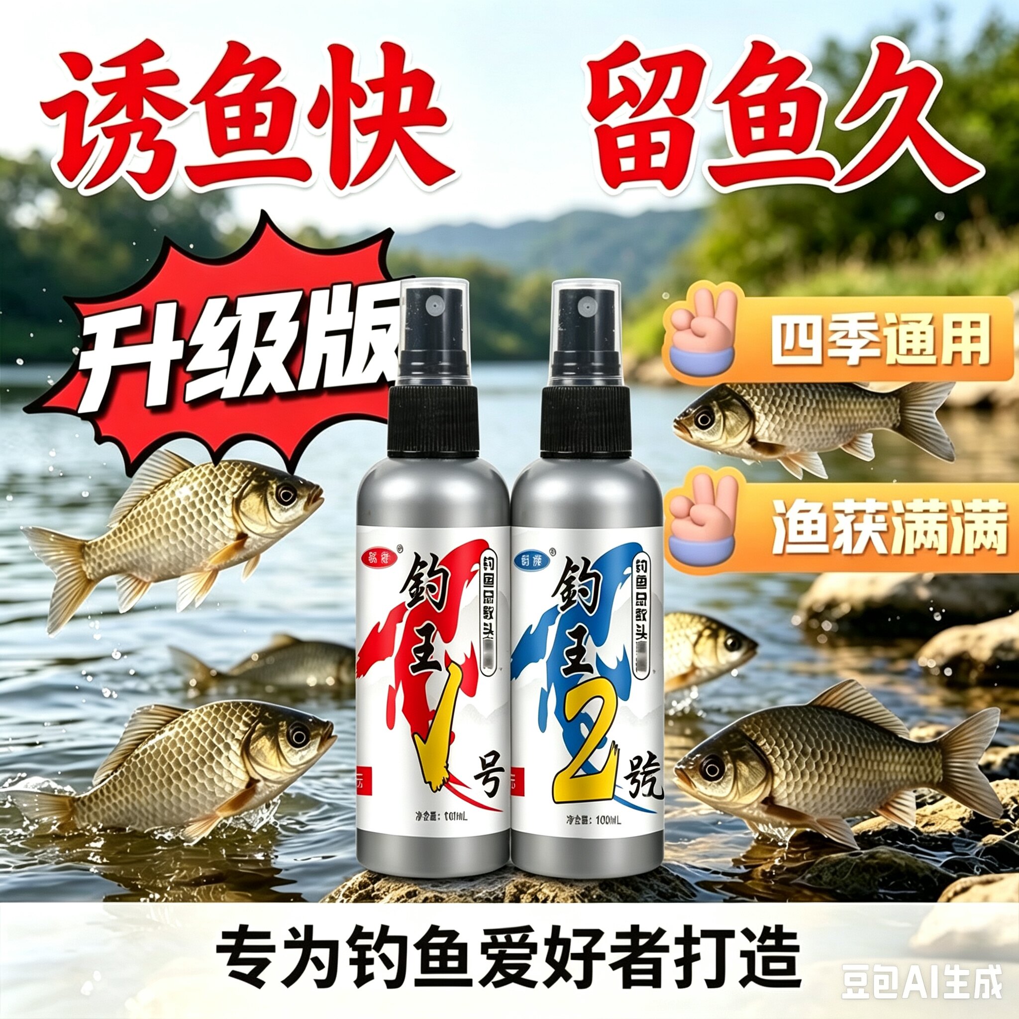 正品钓王一号二号钓鱼小药鲫鲤草鳊鱼饵料窝料开口添加剂四季通用
