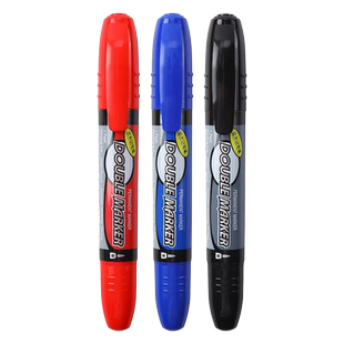 晨光双杰记号笔黑色油性粗细大头物流标记笔双头防水不掉色不可擦红色油墨水粗防油马克笔蓝色记厨号笔大号