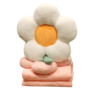 冬天季二合一花朵抱枕被子办公室两用午睡毯子被午休枕头被汽车用