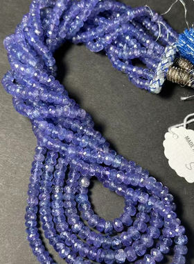 天然坦桑石切面圆珠散珠批发 印度进口珠宝级 饰品项链手链材料