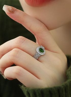 S925银和田玉钱币旦可调节小众