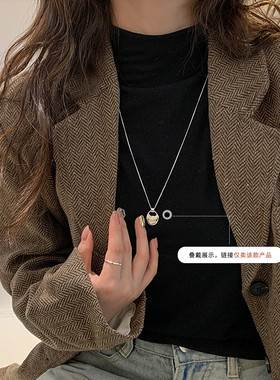 925银手提包吊坠女项链女轻奢高级感个性小众设计长款毛衣链饰品