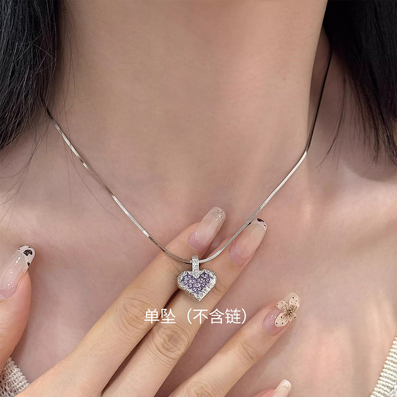 925银爱心心形吊坠锁骨链女小众设计轻奢高级感时尚链子配饰时尚