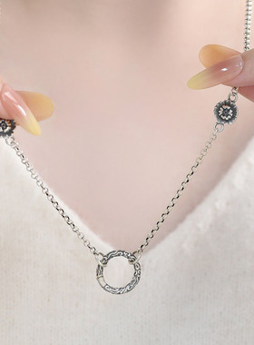 925银圆环项链女休闲风锁骨链女轻奢高级感小众设计链子毛衣链