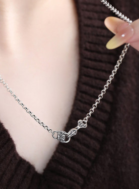 925银如意项链女休闲风锁骨链女轻奢高级感小众设计链子毛衣链