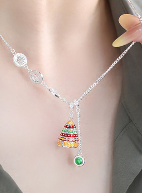 925银铃铛项链女民族风锁骨链女轻奢高级感小众设计链子毛衣链