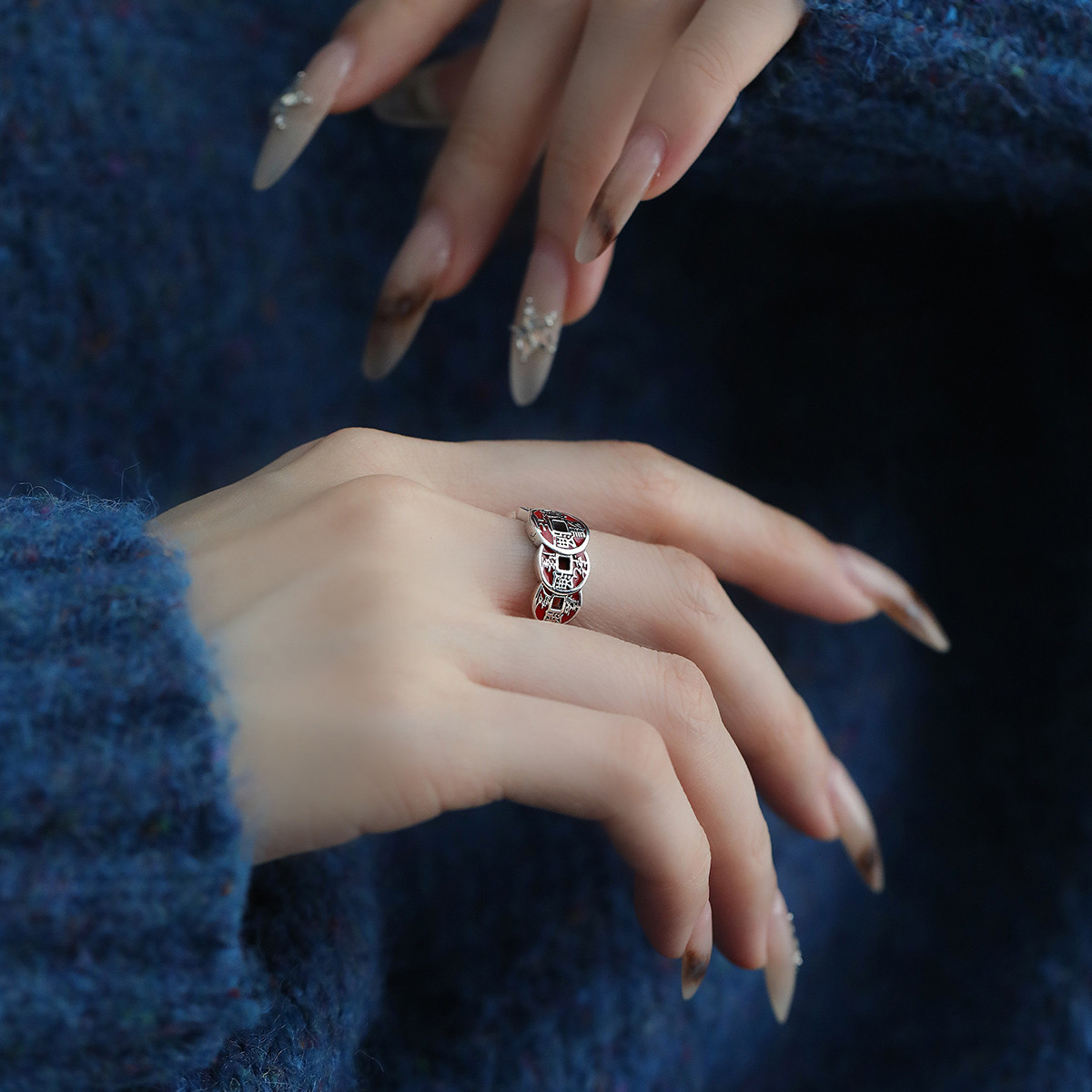 925银钱币戒指2025年可调节指环轻奢高级感民族风百搭饰品
