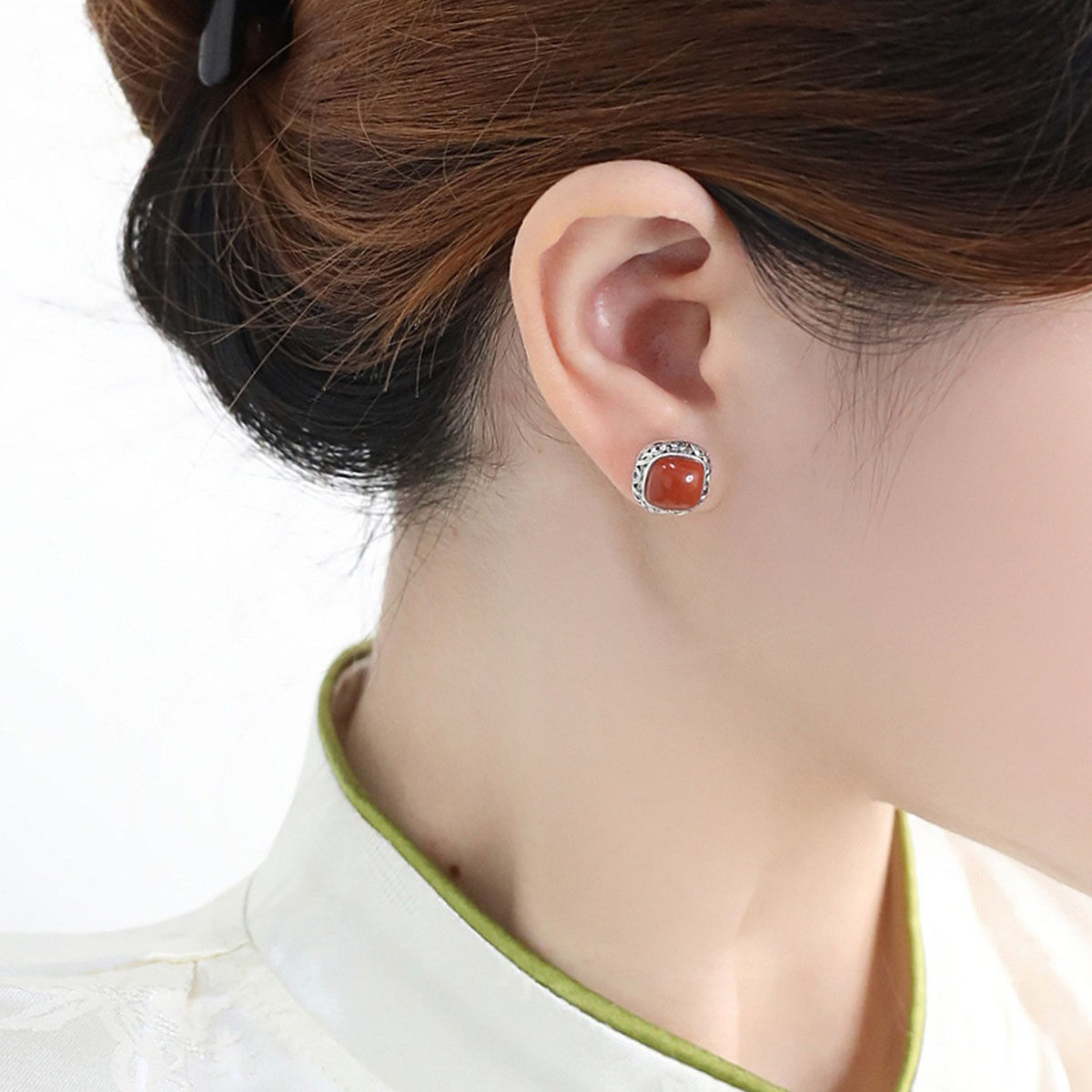 925银复古国风南红玛瑙方糖耳钉女小众设计新中式民族风气质百搭,饰品/流行首饰/时尚饰品新,耳环,淘宝优惠券,粉丝福利购,淘宝优惠卷