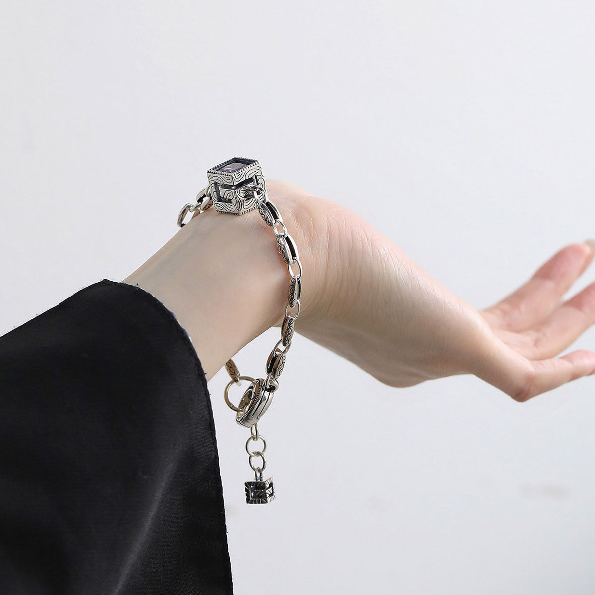 925银方糖手链女中性风手环潮流港风高级感小众设计手环