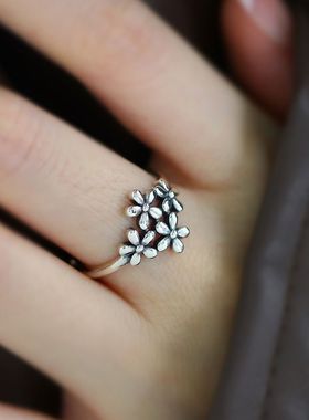 戒指女925纯银清新小众设计