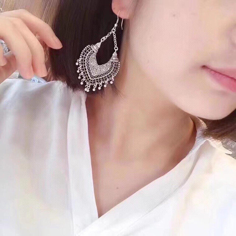 藏风首饰925银爱心心形民族风耳环耳钩气质高级感耳饰显脸瘦