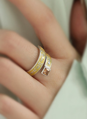 S925纯银合成立方氧化锆圆形戒指