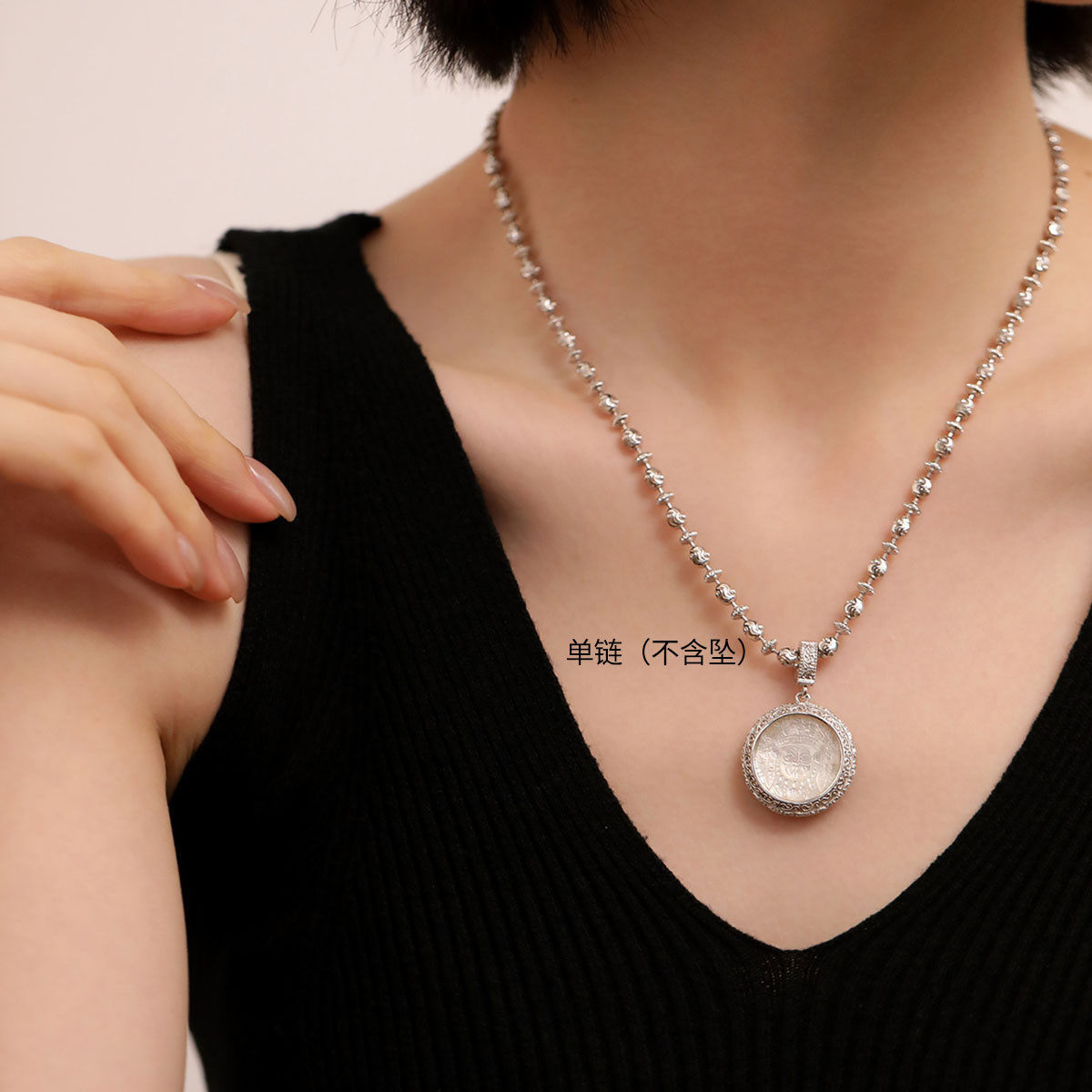 925银珠珠休闲风项链锁骨链女轻奢高级感小众设计毛衣链