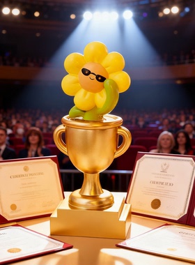 金色向日葵奖杯造型装饰摆件