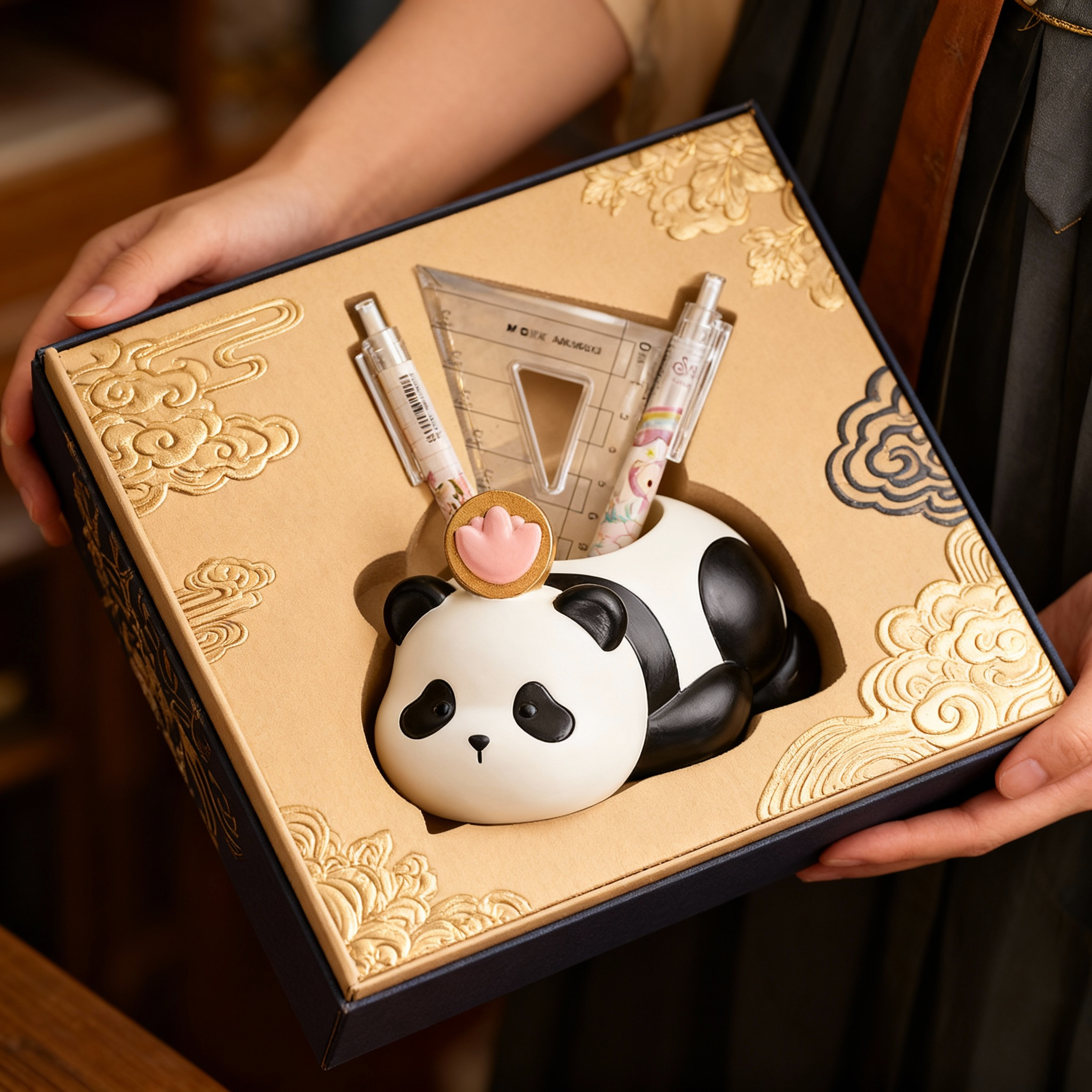 可爱熊猫造型笔筒收纳盒