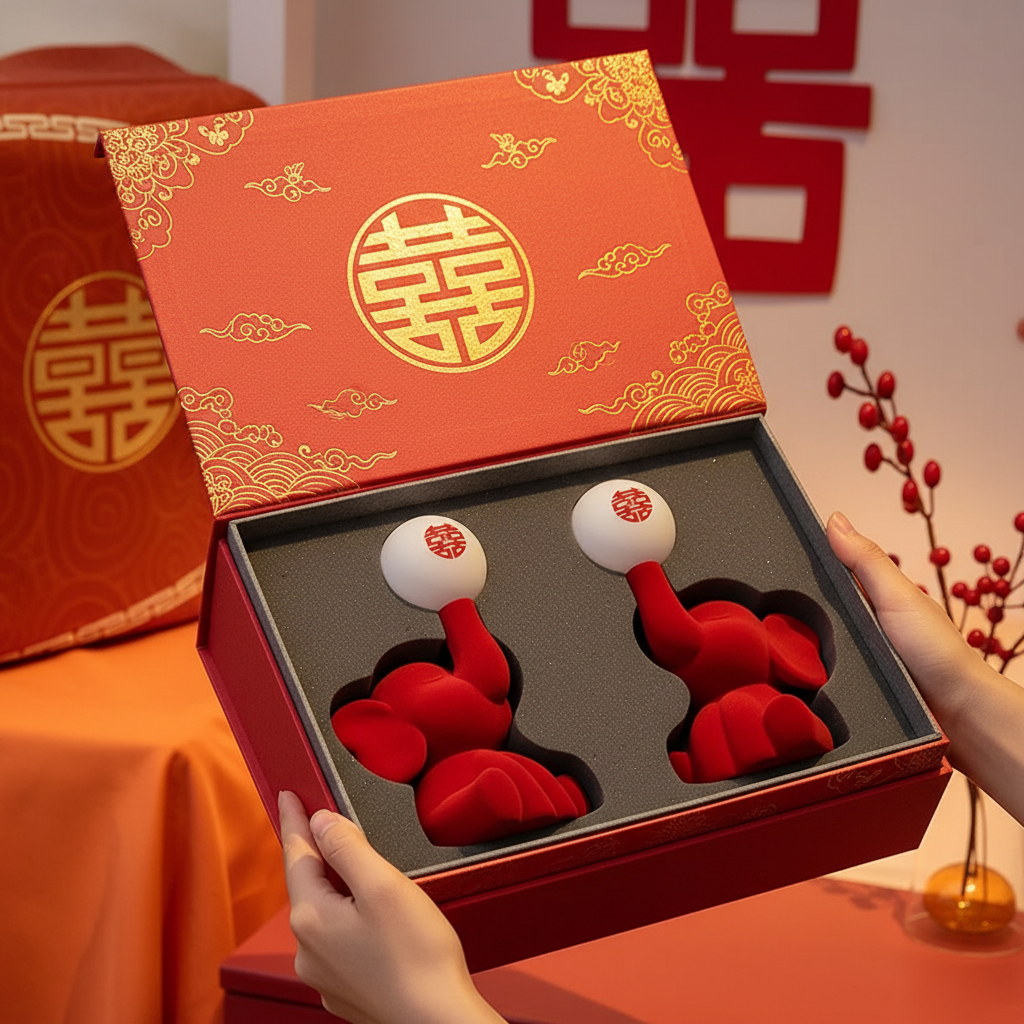 本命年红色双喜字文胸套装