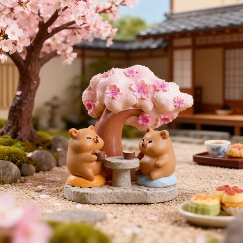 可爱小熊茶话会3D模型摆件