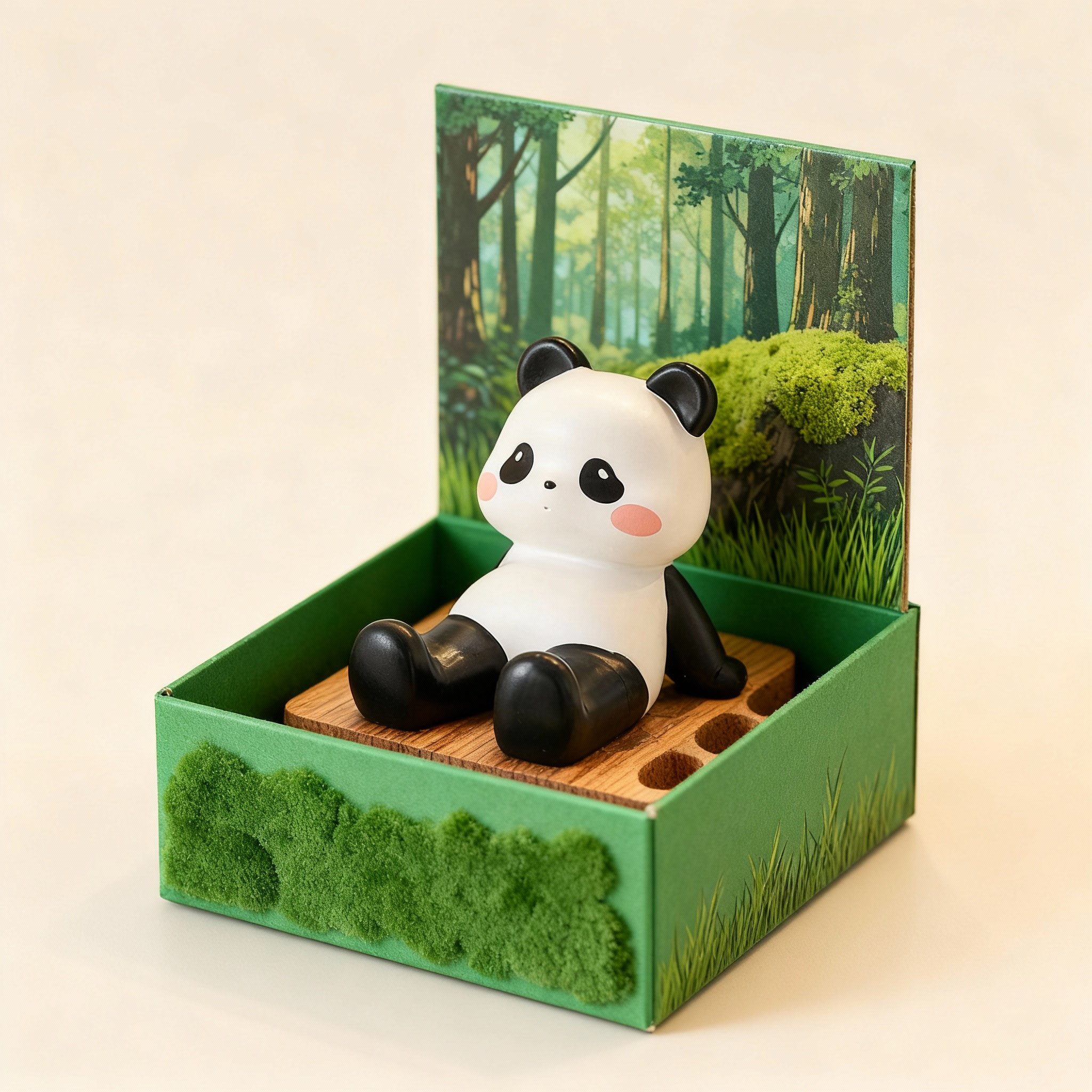 可爱熊猫摆件礼盒装卡通动物