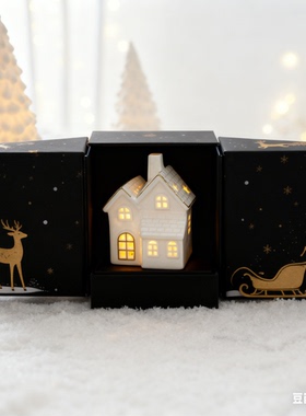 圣诞节陶瓷小屋装饰摆件