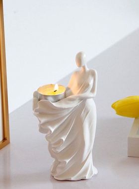 创意树脂人物造型烛台摆件