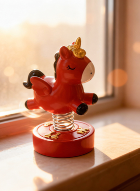 可爱独角兽红色法式甜辣摆件