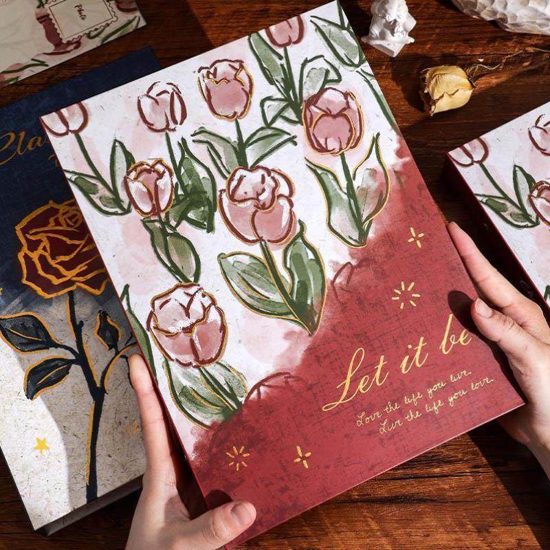 复古玫瑰同学录小学生六年级毕业纪念册2024新款简约高级感活页本