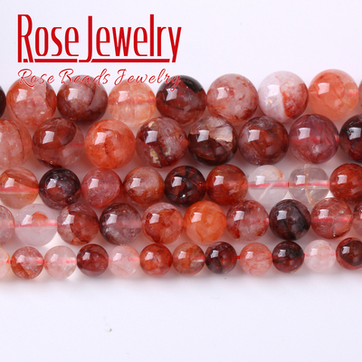6A红胶花散珠子 红水晶圆珠半成品配饰串珠手链项链饰品配件