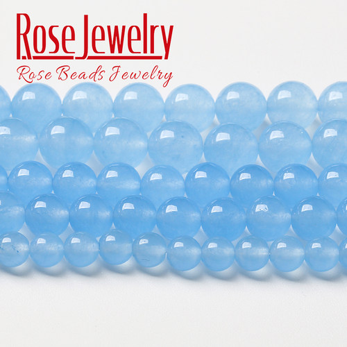 海蓝宝玉髓散珠串珠 DIY手工串珠情侣款玉石手链项链编织串珠饰品