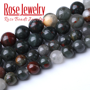 天然非洲血石散珠鸡血石龙血石圆珠 diy手工串珠编织水晶材料配件