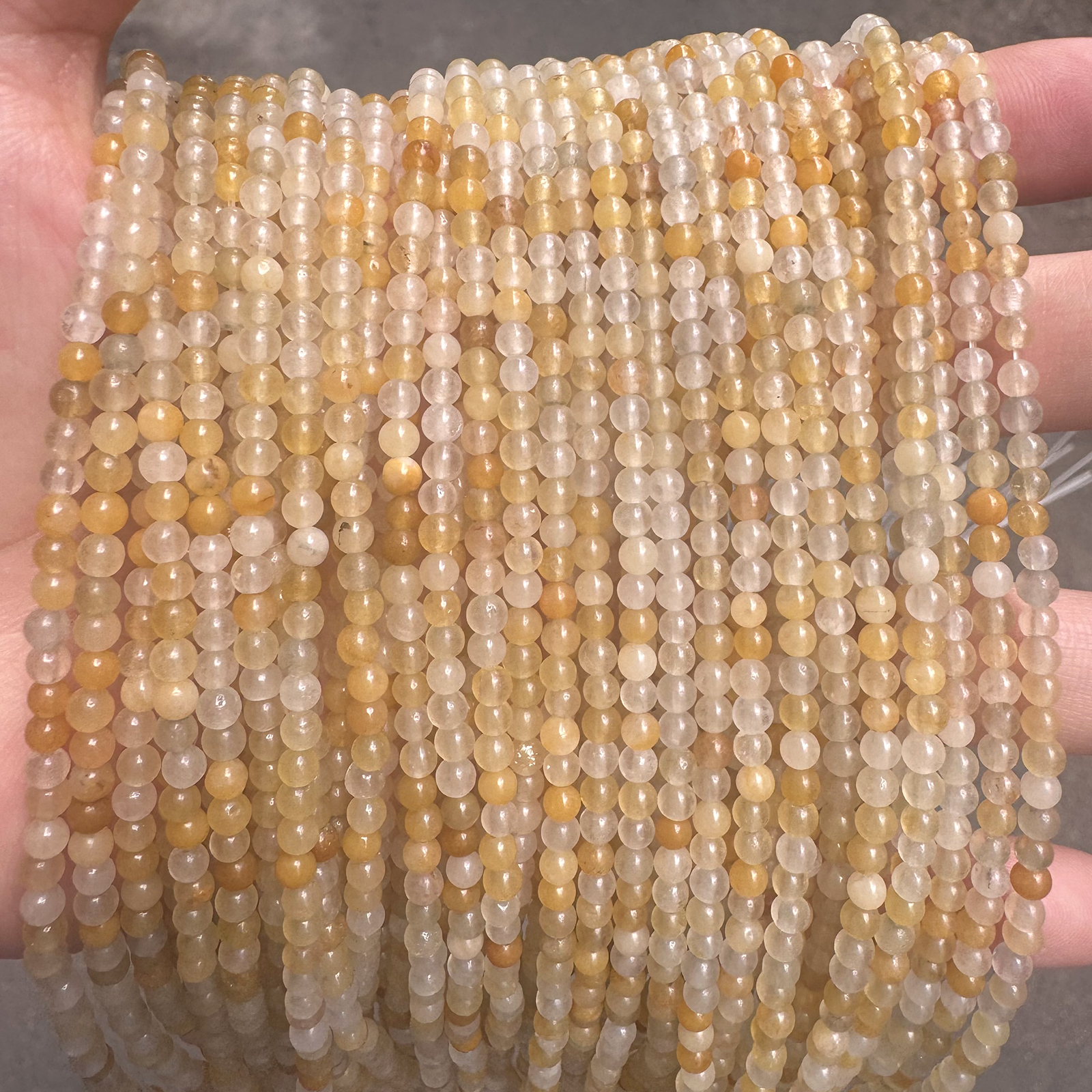天然老黄玉小珠子黄东陵圆珠间隔珠手工串珠散珠diy手链项链耳饰