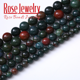 5A天然印度鸡血石散珠 非洲血石圆珠半成品配饰串珠手链项链饰品