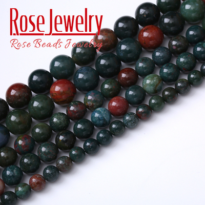 5A天然印度鸡血石散珠  非洲血石圆珠半成品配饰串珠手链项链饰品