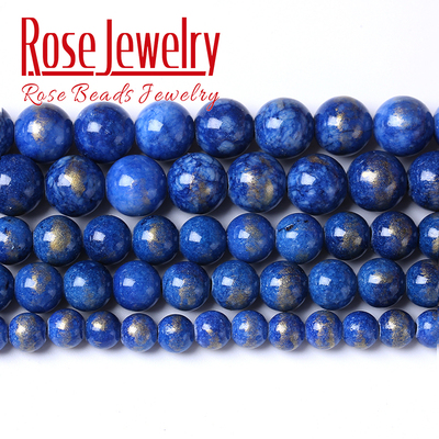 青金蓝金彩玉散珠 米黄玉圆珠半成品配饰DIY手工串珠手链项链饰品