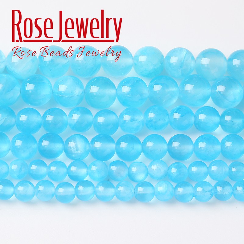 浅湖蓝波斯玉散珠 湖蓝色冰丝玉半成品配饰 diy手链项链饰品配件
