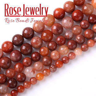 5A天然红兔毛散珠 红发晶圆珠半成品配饰DIY手工串珠手链项链饰品