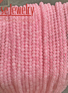 天然粉晶散珠小珠子粉水晶圆珠手工串珠 手工串珠散珠diy手链项链