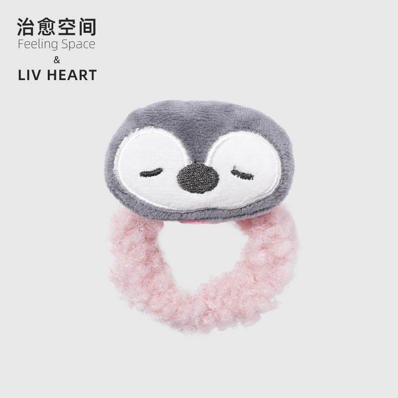治愈空间LIVHEART联名企鹅发圈可爱毛绒发圈卡通发绳大肠橡皮筋女