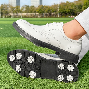 大码固定钉高尔夫球鞋男款防滑亮面皮鞋款运动休闲耐磨golfshoes