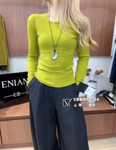 女冬季 长袖 新款 短款 t恤上衣潮 加绒修身 E念8030正肩圆领内搭打底衫