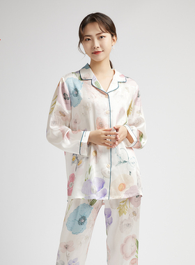 SAINTJOY/上久楷真丝睡衣套装 JWS20007 粉白色