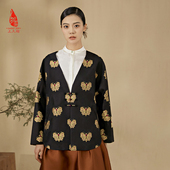 中式 宋锦外套 上衣复古 黑金蝴蝶 SAINTJOY DWW23009 上久楷女式