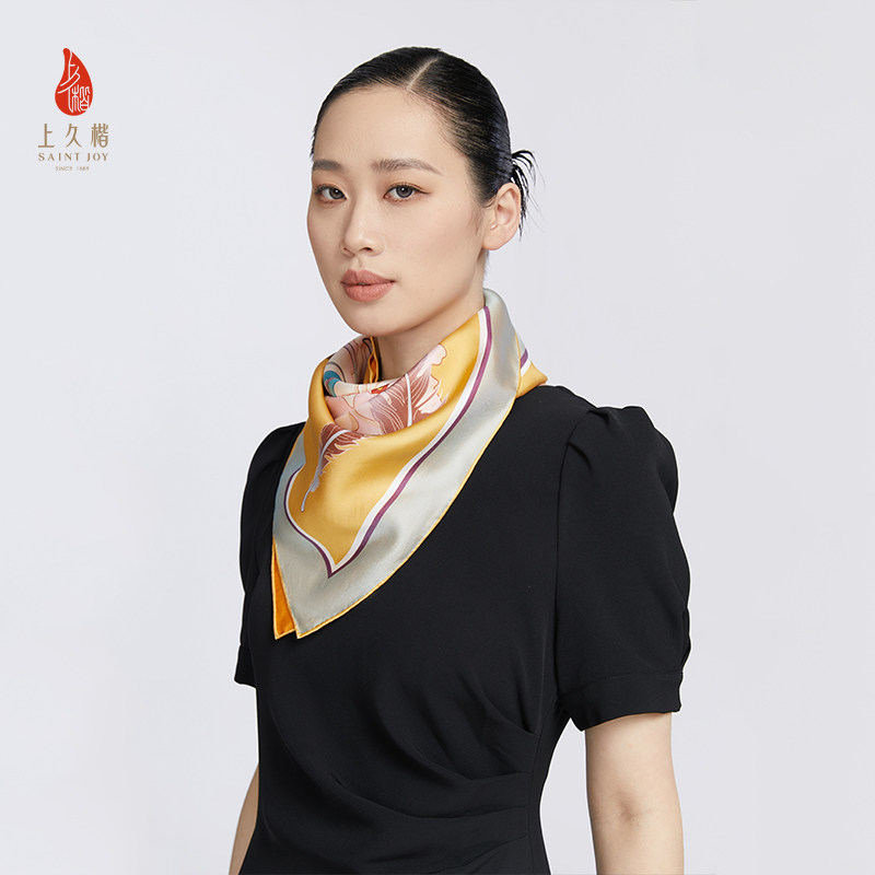 上久楷真丝方巾 印花真丝桑蚕丝防晒送闺蜜欢歌 FJS24010