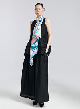 SAINTJOY/上久楷真丝方巾 印花真丝方巾 欢乐颂FJS24027